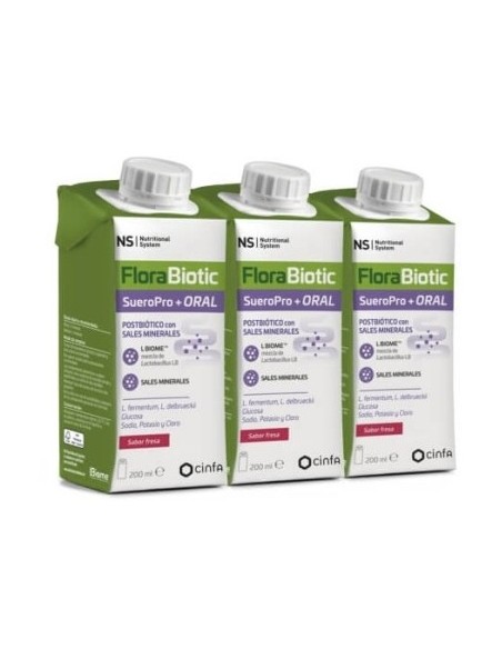 NS FLORABIOTIC SUEROPRO+ ORAL 3 ENVASES 200 ML SABOR FRESA