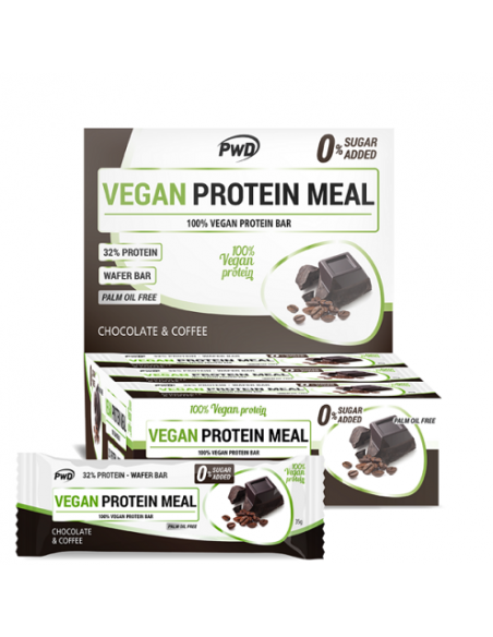 PWD BARRITA VEGAN PROTEIN MEAL 32 PROTEINA CHOCOLATE CON CAFE 35GR 1UD
