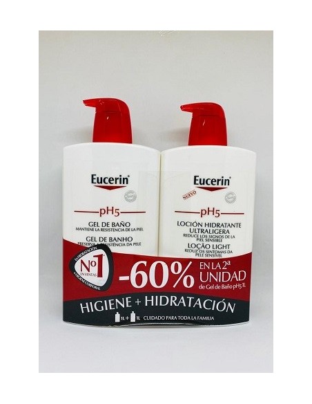 EUCERIN PACK PIEL SENSIBLE PH5 GEL DE BANO 1 L  PH5 LOCION HIDRATANTE 1 L