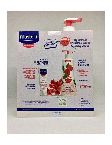 MUSTELA PACK PIEL MUY SENSIBLE GEL DE BANO CONFORT 500ML  CREMA HIDRATANTE CONFORT 40ML