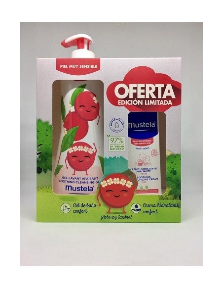 MUSTELA PACK PIEL MUY SENSIBLE GEL DE BANO CONFORT 500ML  CREMA HIDRATANTE CONFORT 40ML