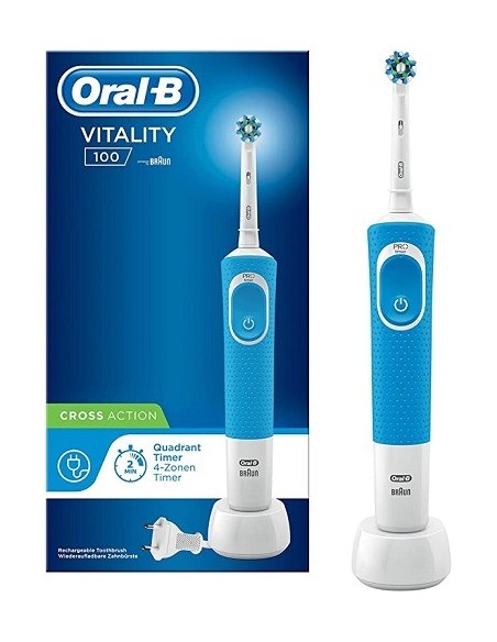 CEPILLO DENTAL ELECTRICO RECARGABLE ORALB VITALITY 100 CROSS ACTION AZUL