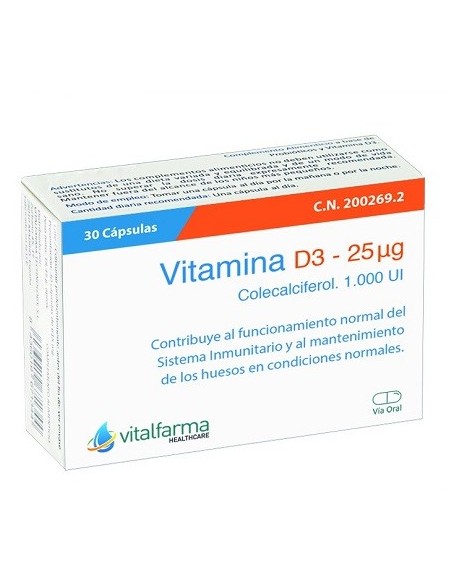 VITAMINA D3 25 MCG 30 CAPSULAS