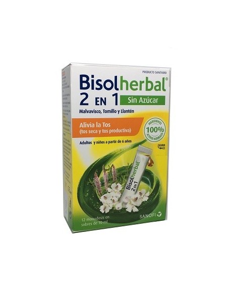 BISOLHERBAL 2 EN 1 MALVAVISCO TOMILLO Y LLANTEN 12 SOBRES MONODOSIS X 10 ML