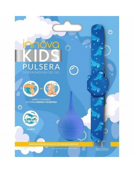PULSERA INNOVAKIDS AZUL DISPENSADORA DE GEL HIDROALCOHOLICO 10ML  PERA DE RELLENO