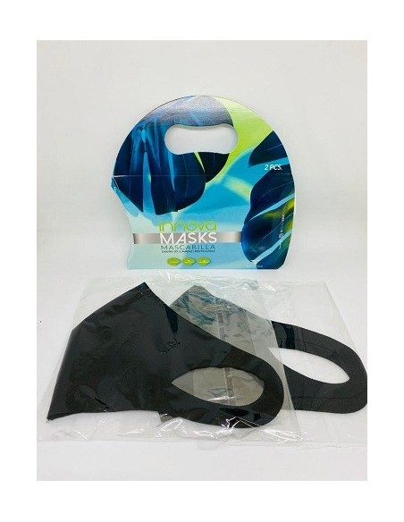PACK 2 MASCARILLAS INNOVA NEGRAS LISAS ADULTOS REUTILIZABLES 20 LAVADOS 2UDS
