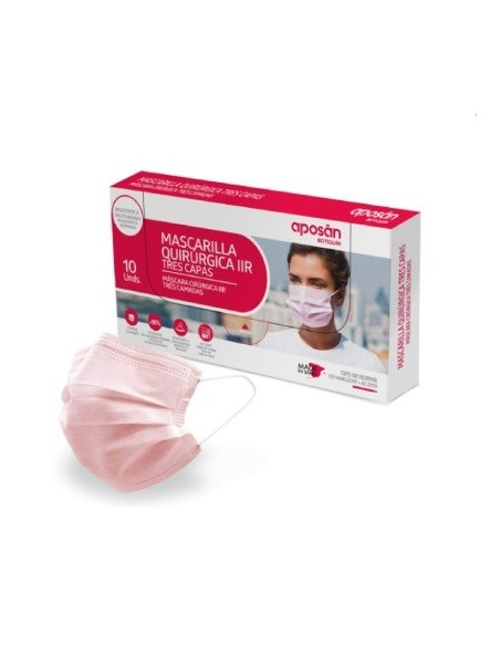 MASCARILLA QUIRURGICA 3 CAPAS IIR APOSAN BOTIQUIN ROSA 10 UNIDADES