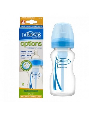 BIBERON BOCA ANCHA DR BROWNS AZUL 270ML