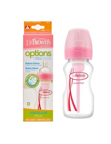 BIBERON BOCA ANCHA DR BROWNS ROSA 270ML