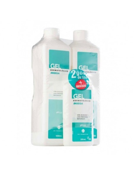 INIBSA GEL DERMATOLOGICO 2 ENVASE 1 l  1 ENVASE 200 ml PACK VIAJE