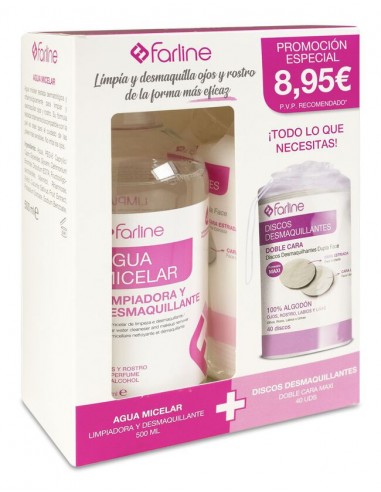 FARLINE AGUA MICELAR 500 ML + DISCOS...