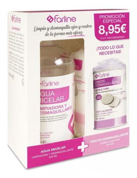 FARLINE AGUA MICELAR 500 ML + DISCOS DESMAQUILLANTES