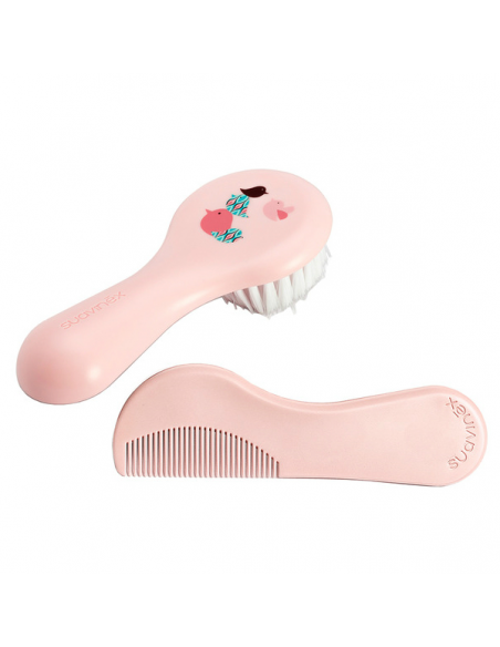 CEPILLO Y PEINE INFANTIL SOFT ROSA DECORADO