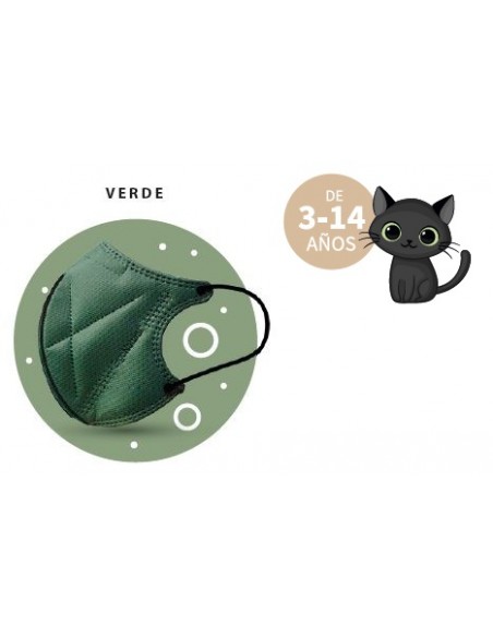 MASCARILLA ERGO NATURAL INFANTIL VERDE 2U